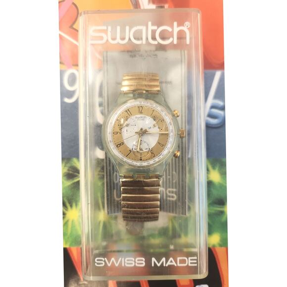 Swatch watch GOLDEN GLOBE SCG100 1992 Chrono New Old Stock with battery - Picture 1 of 7